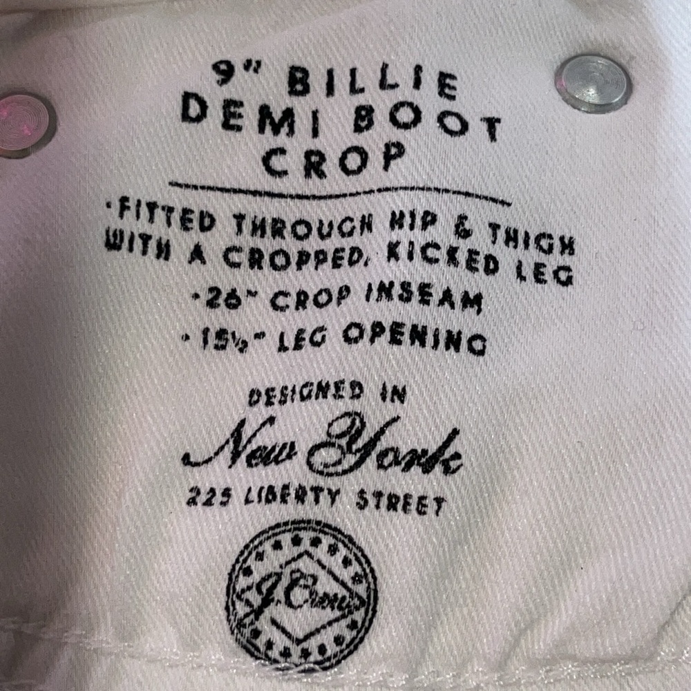 J. Crew white 9” Billie demi boot crop jeans with frayed hem size 28 - Picture 6 of 9